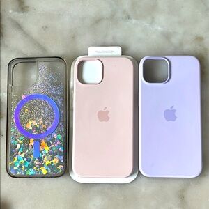 Apple iPhone 13 Silicone Case Set of 3 Purple,  Pink and Glitter Pink Sky Case
